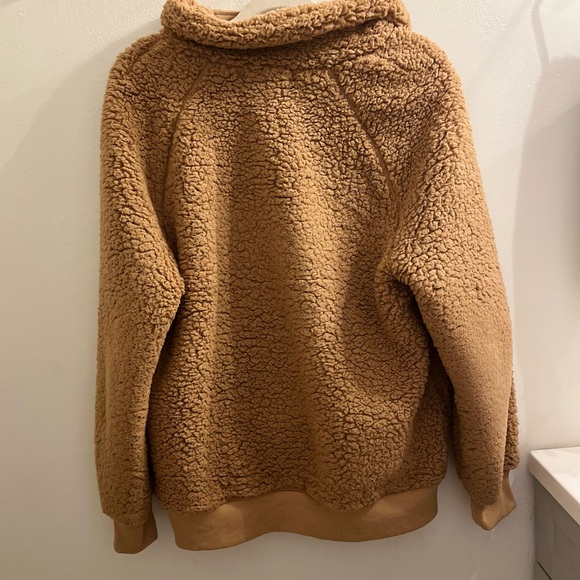 WOMENS FUZZY BROWN COLLEGE JACKET - Picture 2 of 4